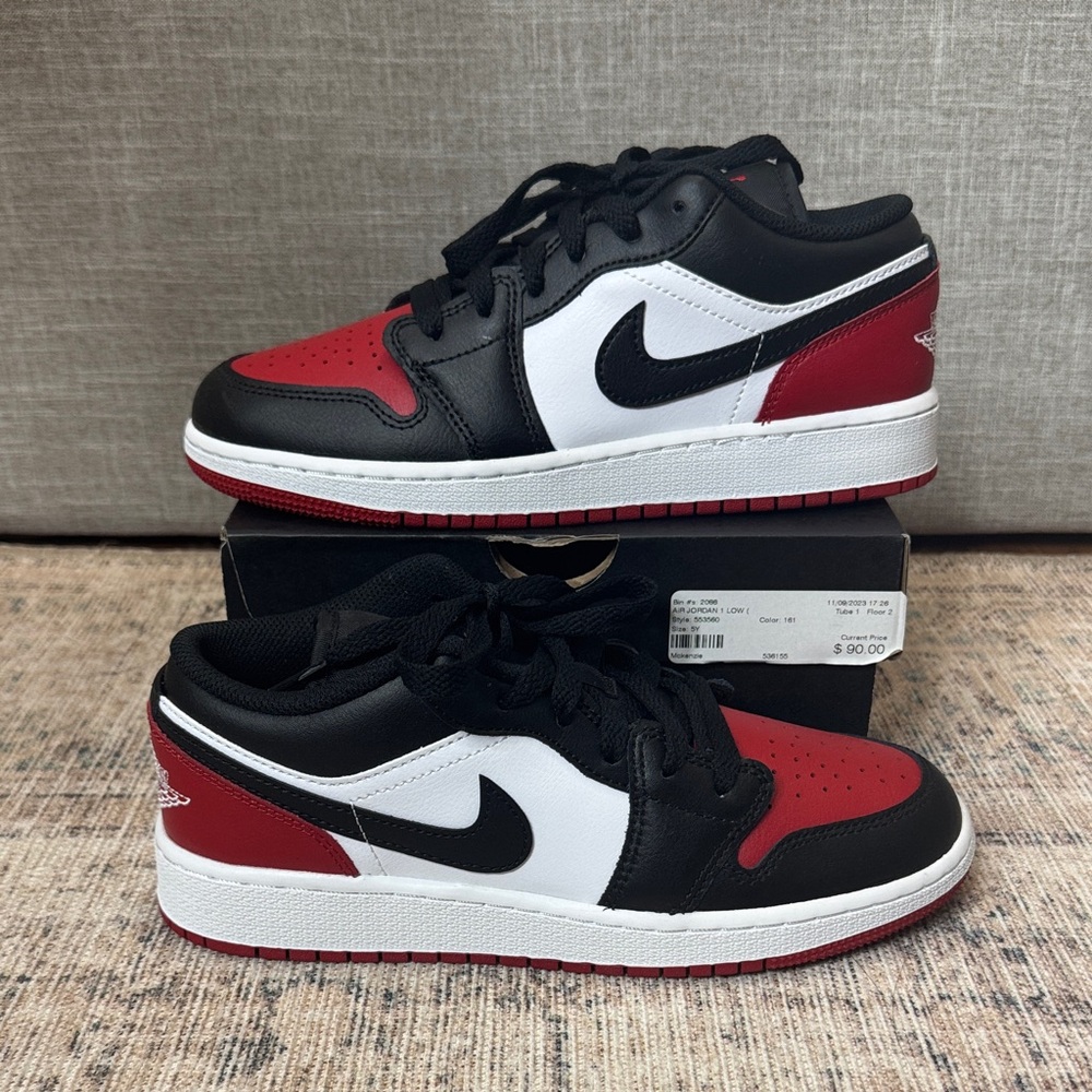 Nike Jordan Kids Black, Red, and White Sneakers